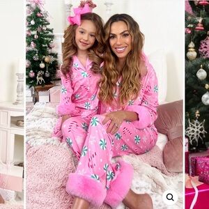 Festive Pink Peppermint Women's Pajama Set